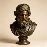 Buste de Poséidon en bronze patiné vintage, sculpture du dieu grec de la mer, statue d'art métallique classique masculine, ornement pour galerie intérieure ou hôtel
