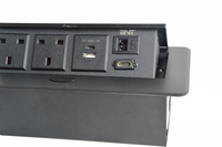 Prise de table escamotable personnalisée BNT IP44 16A avec 2 prises UK, ports USB Type-C et RJ45 pour tables de conférence et cuisines