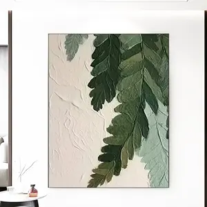 Grande pittura astratta 3D pittura di struttura arte originale verde foglia di banana pittura a olio di arte moderna decorazione per soggiorno