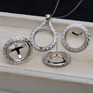 S925 Silver DIY Accessory Set 4884 Pendant <b>Earring</b> Ring <b>Holder</b> 16mm Pearl Horse Shell Flat Bottom Empty Jewelry Findings - Product Image 2