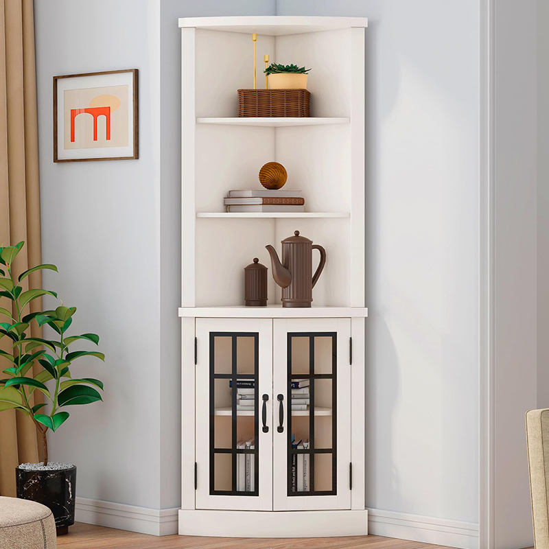 Custom Style Wooden Tall Corner Glass