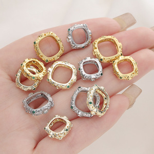 Bague carrée vintage perlée avec incrustation de zircone cubique pour accessoires de bijoux DIY, cadeau unisexe - Product Image 3