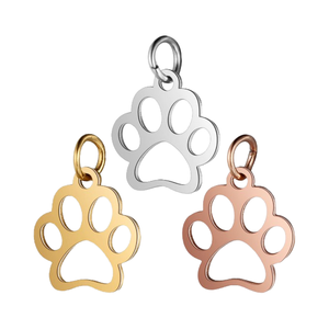 Stainless Steel Paw Print <b>Charm</b> <b>Silver</b> Plated Cute Animal Shape Pendant For Jewelry Making Unisex Gift - Product Image 4