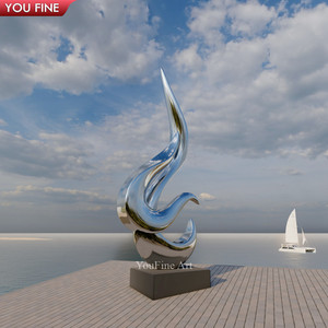 Youfine tùy chỉnh Beachfront biệt thự trang trí nội thất hiện đại gương đánh bóng kim loại điêu khắc trừu tượng thép không gỉ điêu khắc - Product Image 3