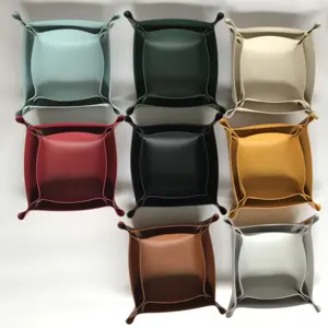 Cesta Organizadora de Maquillaje y Cosméticos de Cuero PU Impermeable para Decoración del Hogar, Bandeja de Escritorio, Caja de Almacenamiento - Product Image 1