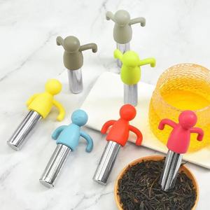 Infusor de té personalizado <span class=keywords><strong>con</strong></span> mango de silicona, colador de Infusor de té de acero inoxidable, Infusor de té de hojas sueltas en forma de tubo - Product Image 1