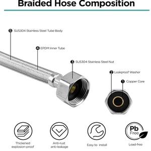 1/2 "x 1/2" connecteur de tuyau flexible en acier inoxydable tressé BSP raccord tuyaux queue connecteur Flexible bricolage remplacement - Product Image 4
