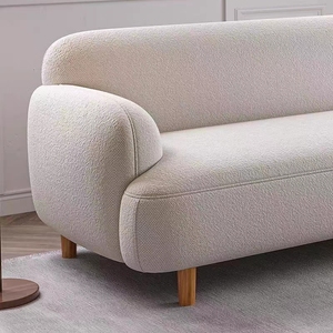 Sofá Moderno de Tela Tapizado con Brazos Rectos, Cojín en la Respalda y Patas de Madera para Sala de Estar, Apartamento u Hotel - Product Image 3