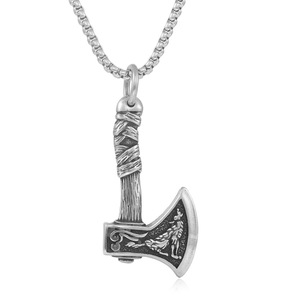 Pendentif hache en acier inoxydable avec motif Phénix, collier unisexe pour hommes et femmes - Product Image 2