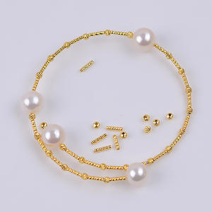 Pulsera Barroca con Cuentas de Flores de Plata S925, Material para Manualidades, Nueva con Tubo Pequeño y Cuentas Doradas de Tamaño MM - Product Image 1