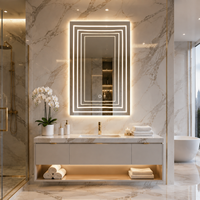 Miroir de maquillage intelligent moderne avec éclairage LED, écran tactile, luminosité réglable, trois couleurs d'éclairage, cadre en aluminium pour salon, appartement, salle de bain