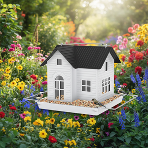 Mangeoire à oiseaux solaire suspendue en métal, maison pour oiseaux, lumières solaires, lanterne d'extérieur, décoration de jardin, cadeaux uniques pour maman et <span class=keywords><strong>grand</strong></span>-<span class=keywords><strong>mère</strong></span> - Product Image 5