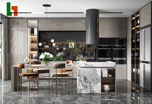 Elegante Juego de Muebles de Cocina de Madera con Horno Empotrado, Estante de Almacenamiento Abierto, Diseño Elegante para Cocina - Product Image 4