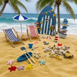 Accesorio en <span class=keywords><strong>Miniatura</strong></span> para Casa de Muñecas: Escena de Puerta de Elfo de Playa de Verano, Modelo de Silla de Playa Oceánica para Exteriores - Product Image 4