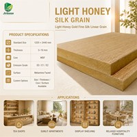 Panneau MDF mélaminé Jinbase 18 mm, grain de soie fin couleur miel clair, E0, 1220x2440 mm, panneau de fibres à densité moyenne stratifié mélamine