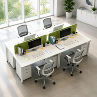 Bureau de travail modulaire moderne blanc pour 4 personnes avec cloison, mobilier de bureau, table de bureau, escritorio