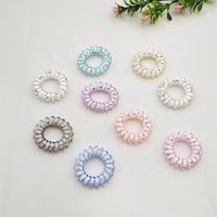 Lot de 100 élastiques à cheveux en spirale de 4 cm à motif floral, style fil téléphonique, accessoires de mode pour cheveux