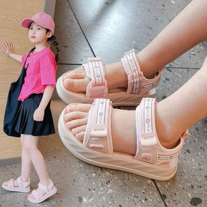 Sandalias de Verano para Niñas, con Punta Abierta, Diseño Floral, Color Sólido, Antideslizantes, Ajustables, Estilo Princesa, Zapatos de Playa para Niños - Product Image 1