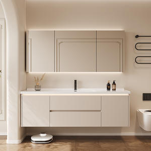 Mueble de Baño Moderno de Lujo Ligero, Resistente al Agua, con Espejo LED Monocromático Iluminado, Construcción en MDF y Melamina - Product Image 6