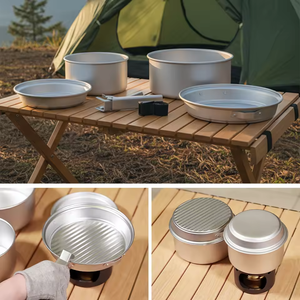 Ensemble de cuisine de camping portable pour l'extérieur, en aluminium léger, multifonctionnel, pour la randonnée, le pique-nique et les voyages - Product Image 2