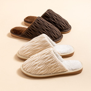 Pantofole pieghettate in cotone per le donne nuove pantofole da uomo autunno/inverno invernali impermeabili foderate di pelliccia - Product Image 3