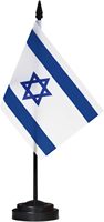 Drapeau de table/bureau promotionnel personnalisé en polyester 100D, 4'' x 6'' (15 x 10 cm), avec base noire et hampe, livraison le lendemain, Israël