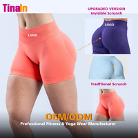 Supplier Pakaian Olahraga Custom Tinain, Celana Pendek Yoga Seamless High Waist Soft Touch, Menyerap Keringat, Mengangkat Bokong, Tak Terlihat, Model Scrunch untuk Wanita