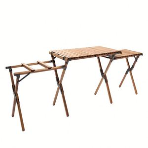 โต๊ะไม้พับได้อเนกประสงค์ 2 in 1 แบบพกพาสำหรับตั้งแคมป์ ปิกนิก บาร์บีคิว - Product Image 1