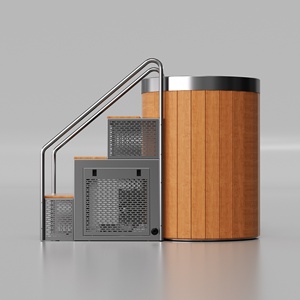Vasca per Immersione in Acqua Fredda, Guscio in Cedro Rosso Premium con Rivestimento in Acciaio Inox 304, Bagno di Ghiaccio con Gradino Integrato e Refrigeratore d'Acqua - Product Image 5