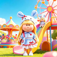 Poupée Mignonne Pomme de Terre avec Chapeau Bleu, Poupée Fille aux Longs Cheveux Blonds, Jouet en Vinyle, Cadeau pour Enfants, Poupée de Collection à Habiller avec Boîte Personnalisée