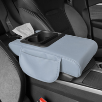 Rehausseur de console centrale de voiture avec accoudoir, boîte de rangement, porte-mouchoirs, porte-gobelet et support pour téléphone portable