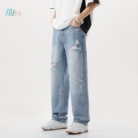 Hip Hop Décontracté Personnalisé Vague Streetwear Boutons Jeans Poche Lavée Denim Cargo Pantalon Jambe Large Pantalons Jeans Pour Hommes Hommes