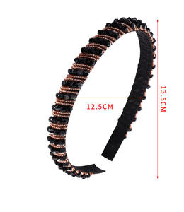 <span class=keywords><strong>Bandeau</strong></span> perlé élégant femmes Baroque diamant éponge strass bandeaux fins pour les filles - Product Image 4