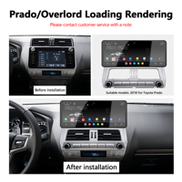 Radio Android portable de 12,3 pouces pour Land Cruiser Prado 2018-2022, écran tactile multipoint 4 Go, GPS, écran OLED à écran partagé