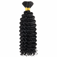 Extensions de cheveux humains en vrac Afro Kinky, Ondulations profondes, Cheveux à tresser en vrac, Noir naturel, Lots de cheveux Remy