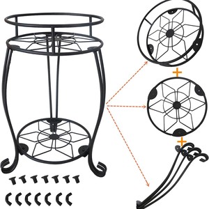 Fioriera Moderna <span class=keywords><strong>in</strong></span> <span class=keywords><strong>Ferro</strong></span> <span class=keywords><strong>Battuto</strong></span> per Interni, Scaffale Portafiori da Terra Semplice, Portavasi Smontabile a Più Livelli - Product Image 3