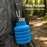 Bouteille d'eau en silicone écologique pliable et portable pour le sport, idéale pour les cadeaux promotionnels, les activités de plein air et les voyages