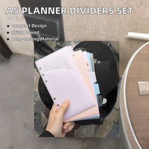 Ensemble de 6 onglets transparents de page de diviseur d'index de planificateur A5 en plastique relié<span class=keywords><strong>s</strong></span> par spirale Inserts de marque-pages de classification à feuilles mobiles - Product Image 3