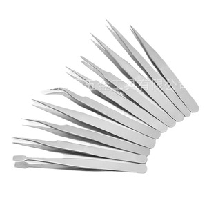 Pinzas de Acero Inoxidable 34A, Puntas Rectas y Curvas, Protección ESD de Precisión, Herramientas de Reparación con Logotipo ST Personalizable, para Pestañas - Product Image 1