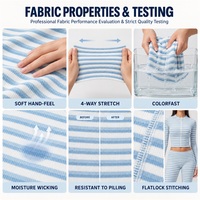 Ensemble de sport personnalisé à marque privée en polyester recyclé (94 %) et élasthanne (6 %) : débardeurs rayés, vestes d'entraînement zippées, shorts de yoga et leggings
