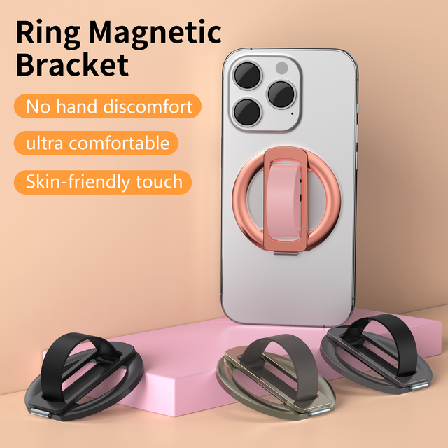 YIXIN 360° Rotating Magnetic Phone Ring Holder with Foldable Stand & Wrist Strap - Compatible