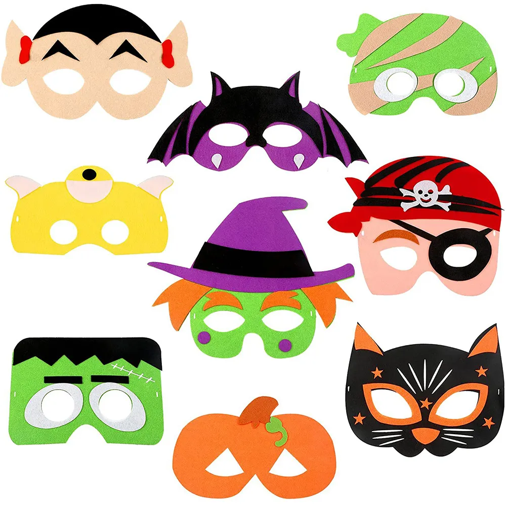 Masques de feutre Halloween pour fête d'enfants cosplay déguisement masques pour les yeux super-héros pour thème d'anniversaire fournitures de fête d'anniversaire