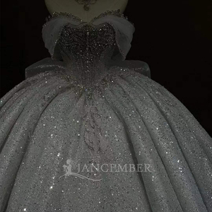 Robe de mariée scintillante, robe de mariée élégante, Vestidos De Novias, robe de soirée à paillettes et perles, Lsjj95 - Product Image 3