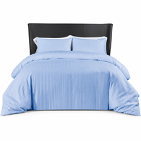 Ensemble de literie rayé en satin blanc, polyester, 4 pièces, pour fournisseur de literie, service OEM