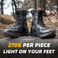 Bottes tactiques en cuir, respirantes, avec fermeture éclair, pour la randonnée, l'entraînement en plein air, chaussures d'été