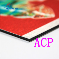 Panneau composite en aluminium rouge de 2 à 12 mm, revêtement mural extérieur sans cadre, ignifuge, Alucobond ACM ACP pour extérieur