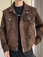 Veste en cuir pour homme de style américain à col rabattu, nouvelle marque tendance printemps-automne, veste décontractée ample et polyvalente