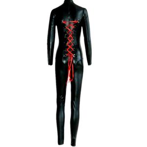 MOGlovers Combinaison en vinyle <span class=keywords><strong>pour</strong></span> le corps humain, style Catsuit/Zentai, Fétiche, moulante et sexy, rouge avec laçage frontal - Product Image 2
