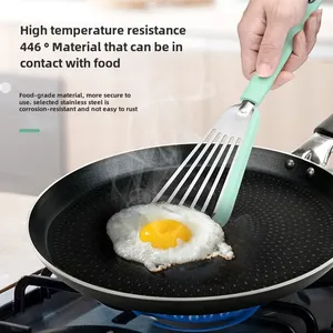 <b>Kitchen</b> Anti-scalding Frying Spatula Heat-resistant Frying Fish Spatula Silicone Stainless Steel Spatula Home Outdoor Cooking - Product Image 5
