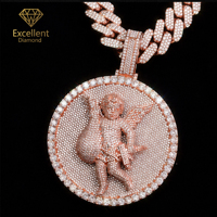 Colgante de Lujo para Hombre con Moissanita Completa, Joyería Hip Hop Brillante para Actuaciones en Escenario, Engastado a Mano en Plata S925